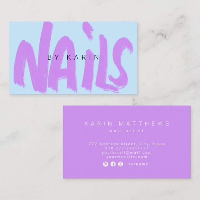 Written by brush Nails inscription Business Card (Front/Back)