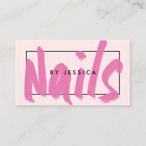 Written by brush Nails inscription in blush pink Business Card