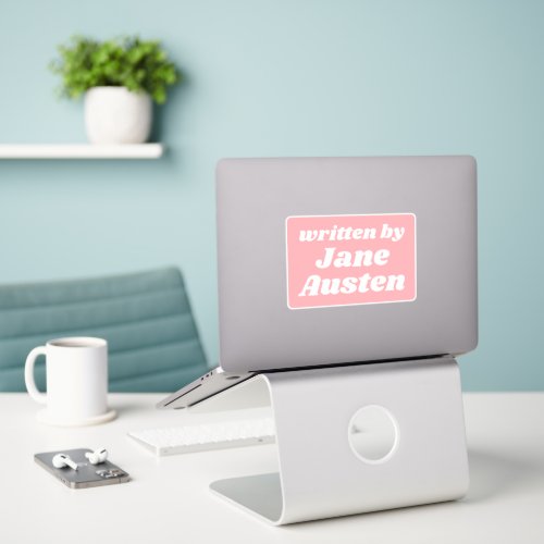 Written by Jane Austen Cute Pastel Pink White Sticker