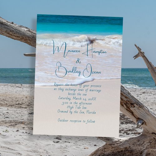 Written in Sand Tropical Beach Wedding Invitation