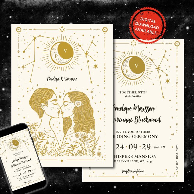 Written in Stars Lesbian Wedding Invitation (Creator Uploaded)