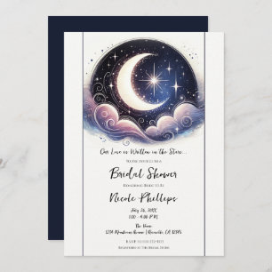 Written in Stars Watercolor Moon Bridal Shower Invitation