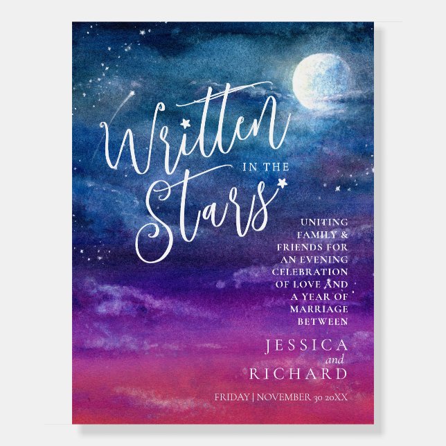 Written in the stars 1st Anniversary vow renewal Foam Board (Front)