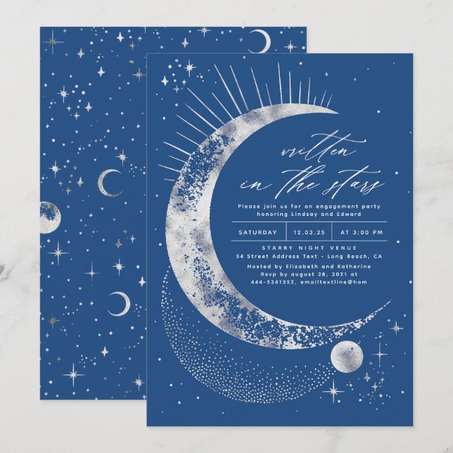 Written in the Stars Celestial Engagement Party Invitation (Front/Back)