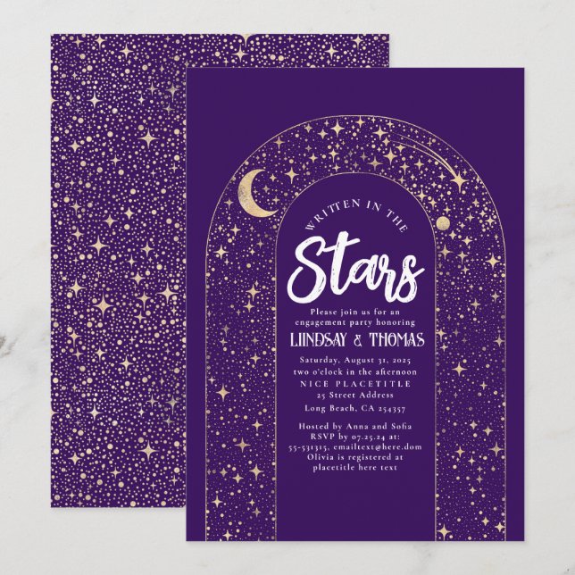Written in the Stars Celestial Engagement Party Invitation (Front/Back)