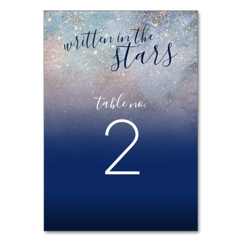 Written in the Stars Celestial Navy Galaxy Wedding Table Number