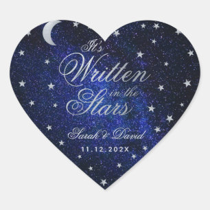 Written in the Stars Celestial Wedding Silver Moon Heart Sticker