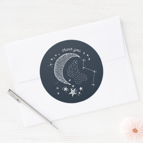 Written in the Stars Couples Baby Shower Classic Round Sticker