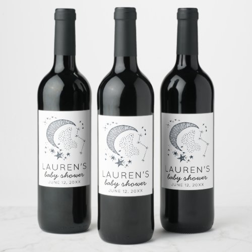 Written in the Stars Couples Baby Shower Wine Label