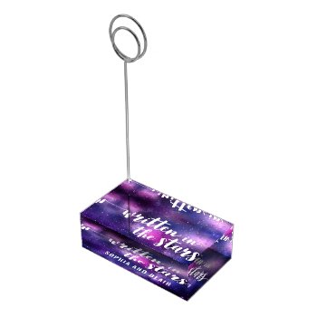 Written In The Stars Galaxy Wedding Personalized Table Card Holder by CyanSkyCelebrations at Zazzle