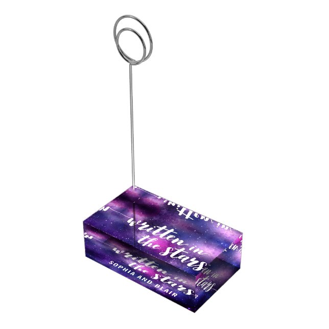 Written In The Stars Galaxy Wedding Personalized Table Card Holder (Corner)