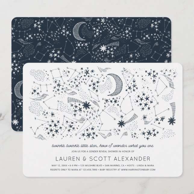 Written in the Stars Gender Reveal Baby Shower Invitation (Front/Back)