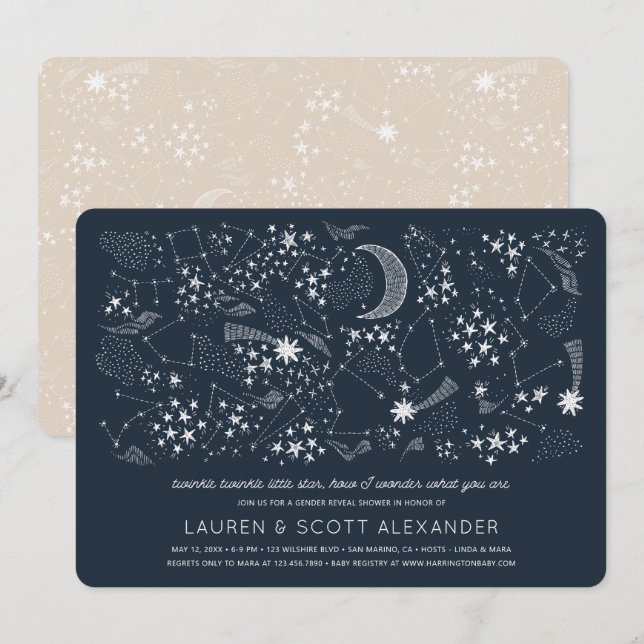 Written in the Stars Gender Reveal Baby Shower Invitation (Front/Back)
