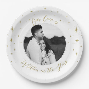 Written in the Stars Gold & White Celestial Photo Paper Plates