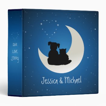 Written In The Stars Love Cat Dog Couple 3 Ring Binder by BluePlanet at Zazzle