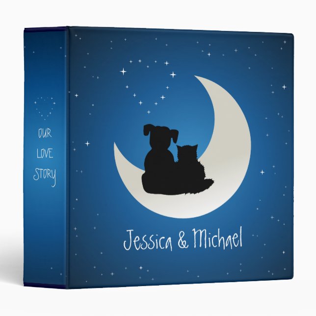 Written In The Stars Love Cat Dog Couple 3 Ring Binder (Front/Spine)
