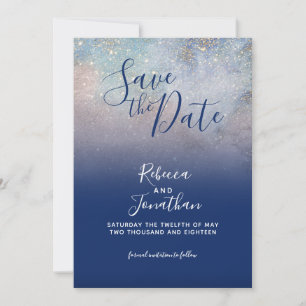 Written in the Stars Navy Galaxy Save the Date Invitation