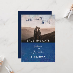 Written in the Stars Navy Galaxy Save the Date Invitation