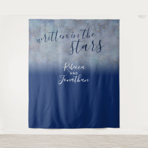Written in the Stars Navy Galaxy Wedding Tapestry