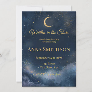 Written in the Stars | Navy & Gold Celestial Baby Invitation