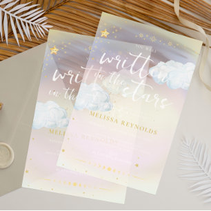 Written in the Stars   Rainbow Baby Shower Frosted Acrylic Invitations