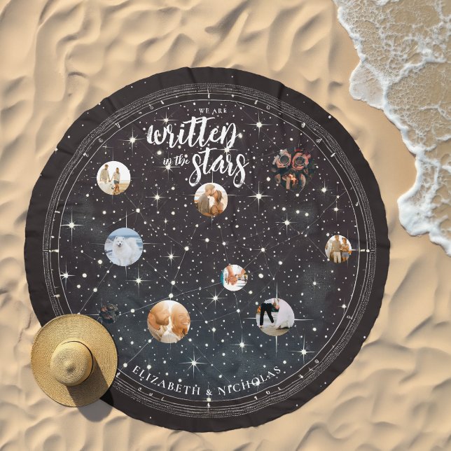 Written in the Stars | Star Map Couple Photo Beach Towel (Beach)