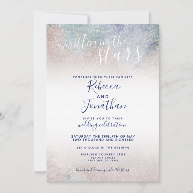 Written in the Stars Starry Night Wedding Invitation (Front)