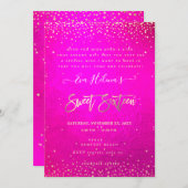 Written in the Stars Sweet 16, Flashy Neon Pink Invitation (Front/Back)