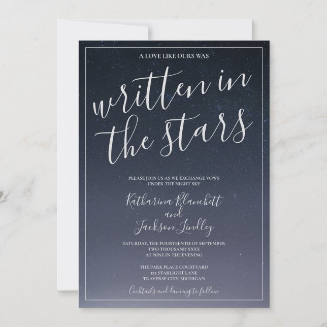 Written In the Stars Ultra Thick Wedding Invitation (Front)