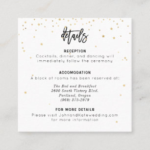 Written in the Stars Wedding Details Square Business Card