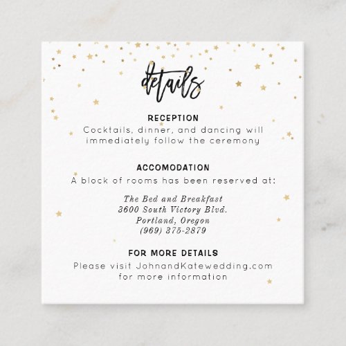 Written in the Stars Wedding Details Square Business Card