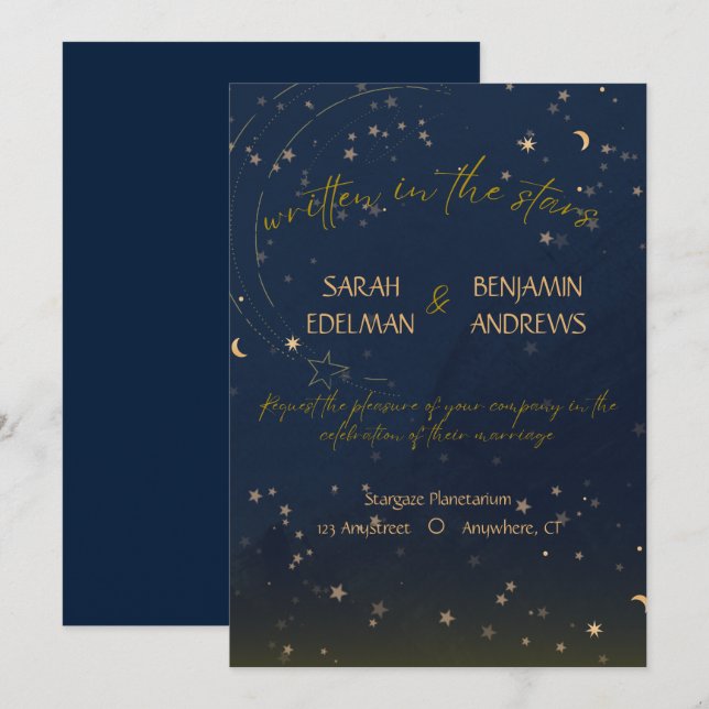 Written in the stars wedding invitation  (Front/Back)