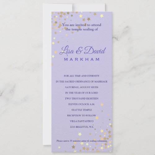 Written In The Stars Wedding Reception Invitation