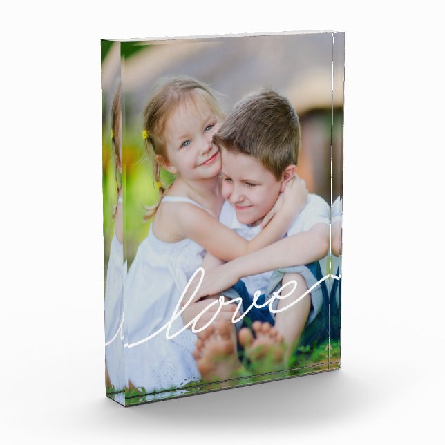 Written Love Personalized Acrylic Photo Block (Left)