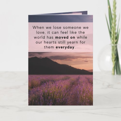 Written Memory Grief Sympathy Card _ Purple Sunset