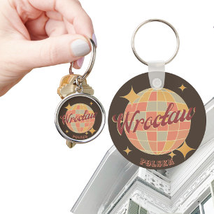 Wroclaw City Poland Retro Vintage Postcard Keychain