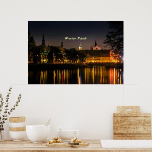 Wroclaw Poland cityscape photograph twilight Poster