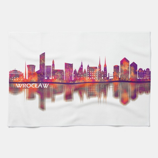 Wroclaw Poland Skyline Kitchen Towel (Horizontal)