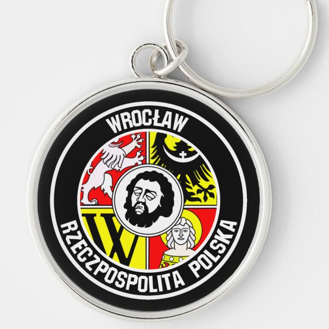 Wrocław Round Emblem Keychain (Front)