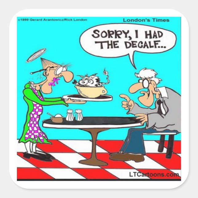 Wrong Coffee Funny Cow Cartoon Gifts & Tees Square Sticker (Front)