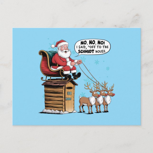 Wrong House Reindeer Holiday Postcard (Front)