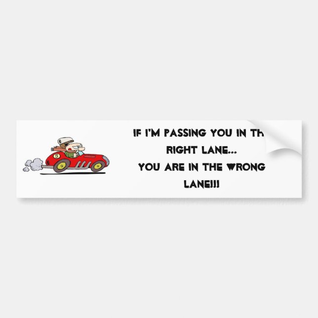 WRONG LANE BUMPER STICKER (Front)
