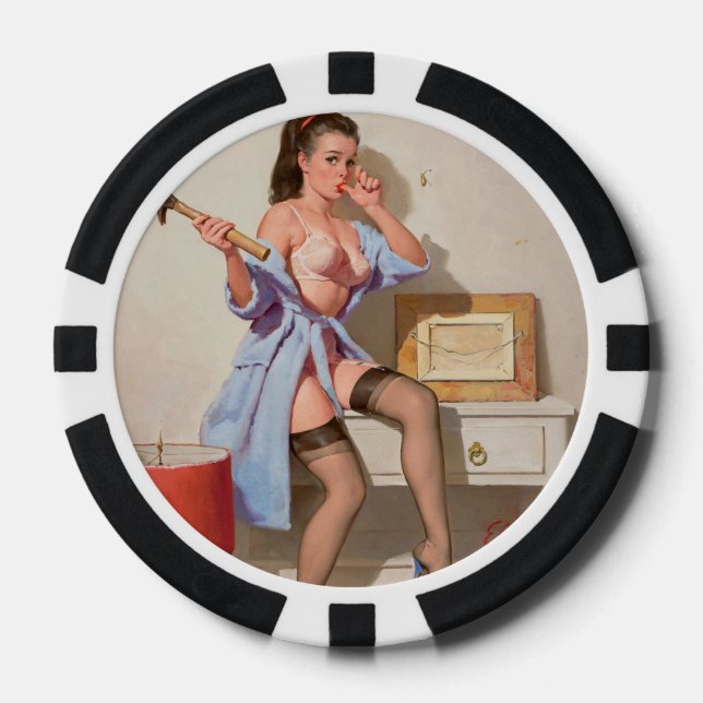 Wrong Nail Pin-up Girl Poker Chips (Front)