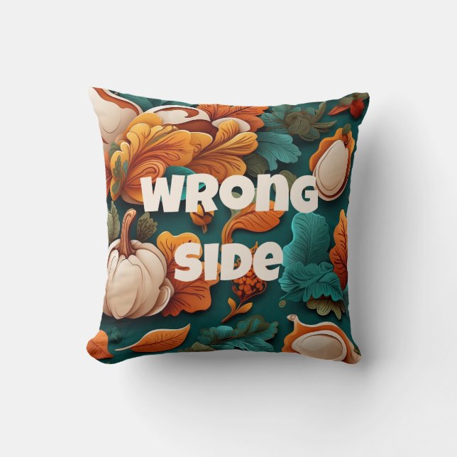 Wrong Side Decorative Greenish Fall Throw Pillow (Front)