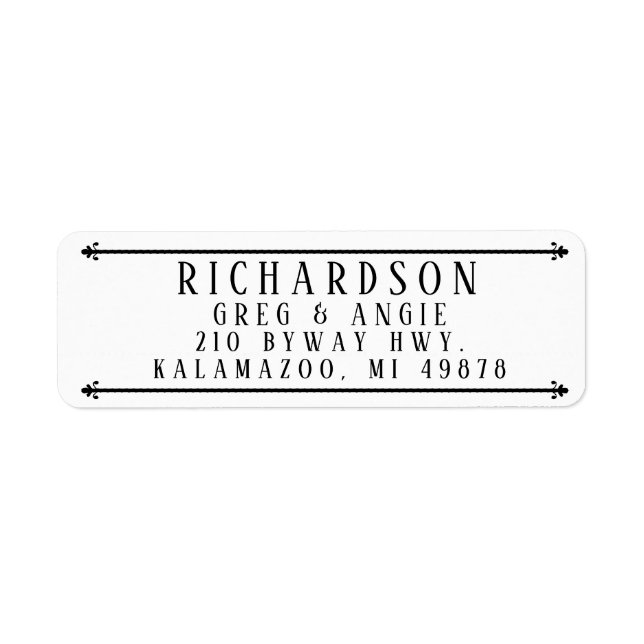 WROUGHT IRON BARS ADDRESS LABEL (Front)