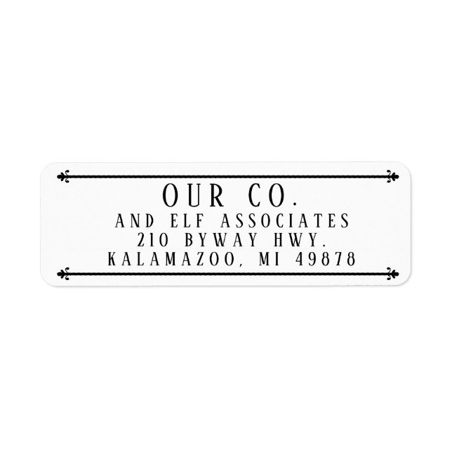 WROUGHT IRON BARS ADDRESS LABEL (Front)