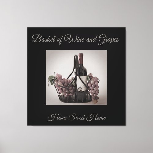 Wrought Iron Basket of Wine and Grapes  Canvas Print