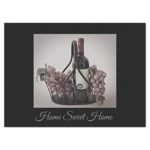 Wrought Iron Basket of Wine  Grapes  Tissue Paper