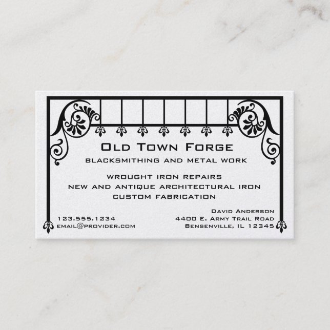 Wrought Iron Business Card (Front)