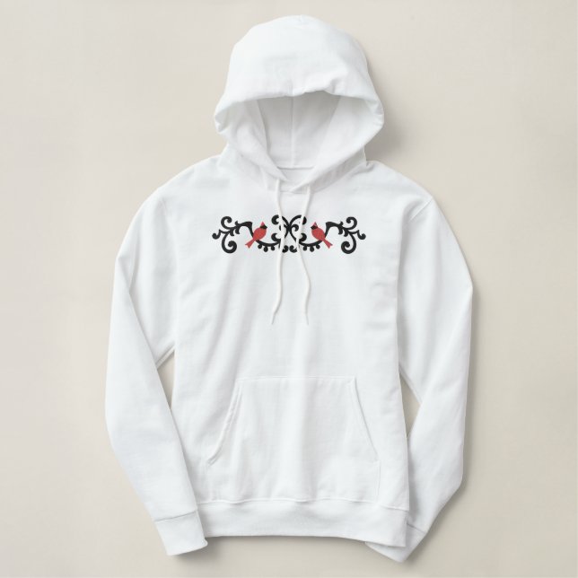 Wrought Iron & Cardinals Embroidered Hoodie (Design Front)